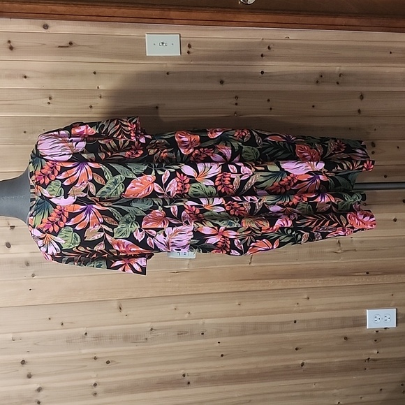 Terra & Sky tropical print ruched shoulder knit dress NWT - Picture 5 of 8